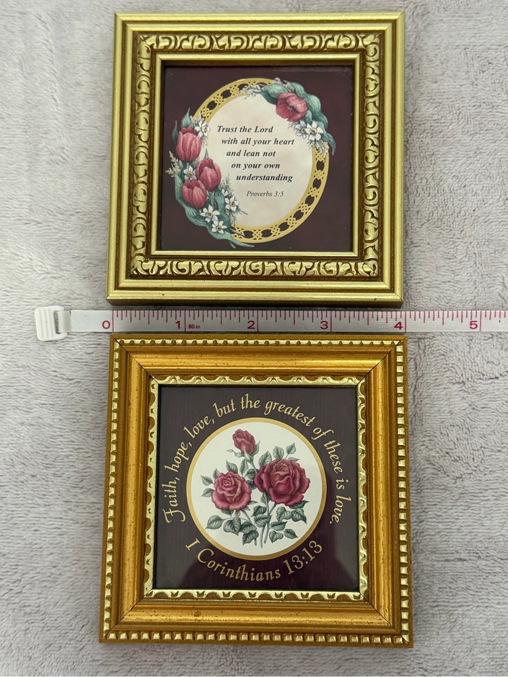 Vintage Set of 2 Kathy Seek Framed Mini Art Prints 4x4 - Picture 5 of 5